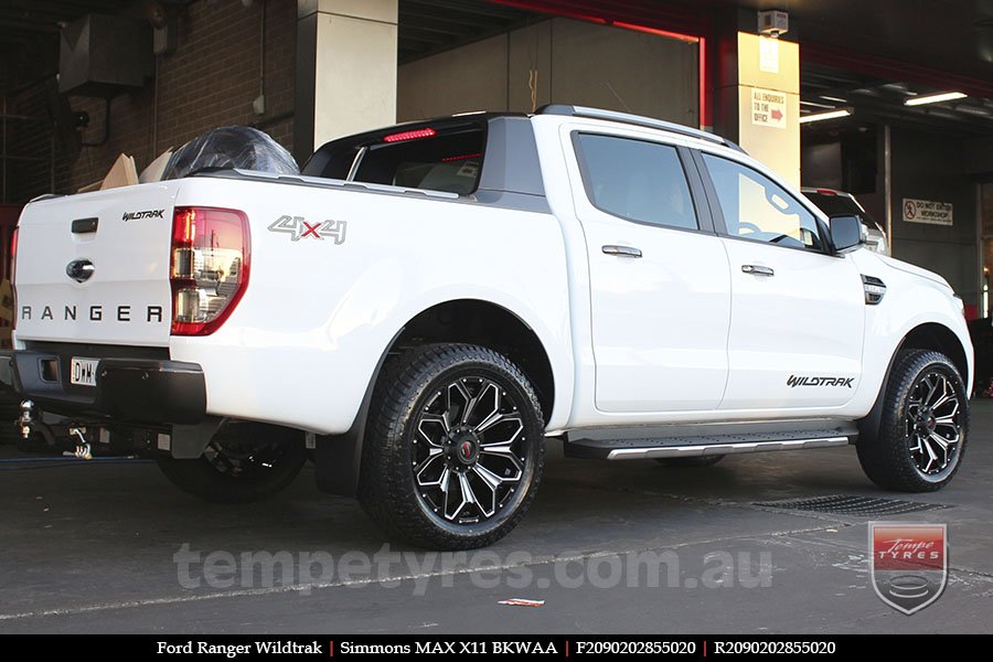 20x9.0 Simmons MAX X11 BKWAA on FORD RANGER WILDTRAK