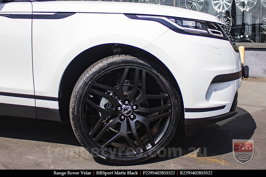 22x9.5 RRSPORT Matte Black on RANGE ROVER VELAR