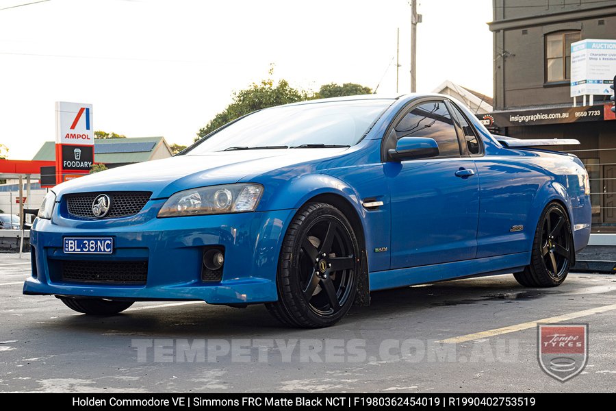 19x8.0 19x9.0 Simmons FR-C Matte Black NCT on Holden Commodore VE
