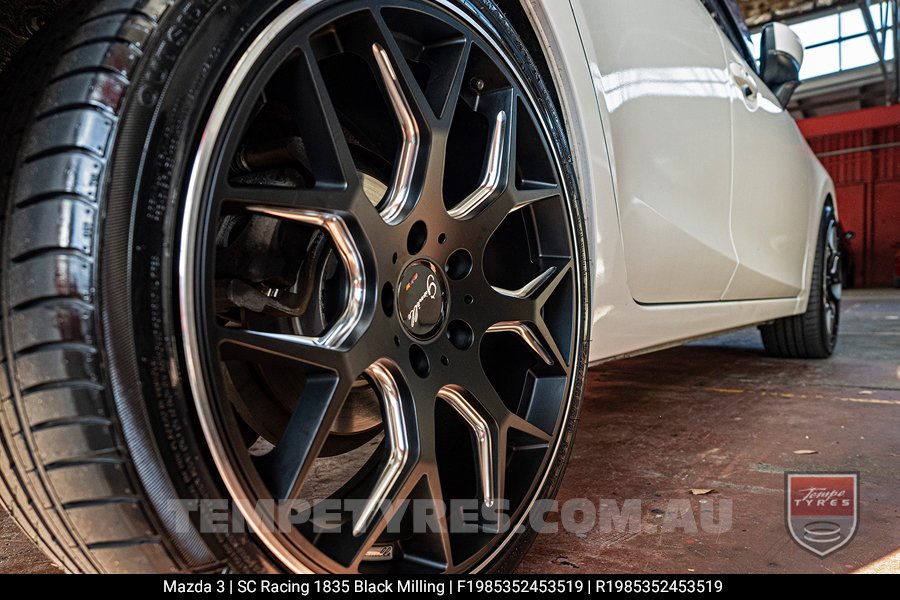 19x8.5 SC Racing 1835 Black Milling on Mazda 3