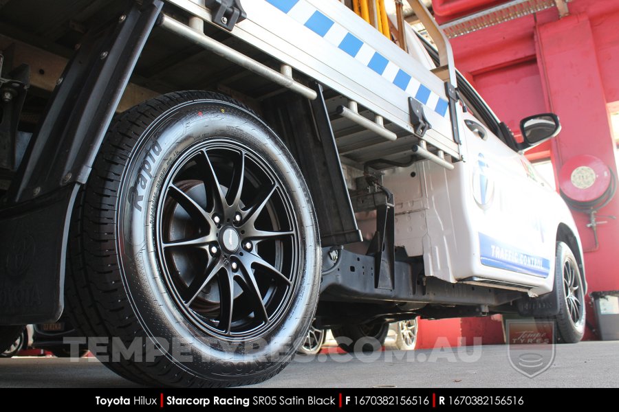 16x7.0 Starcorp Racing SR05 Satin Black on Toyota Hilux