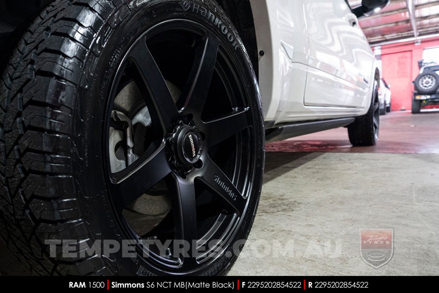 22x9.5 Simmons S6 Matte Black NCT on Dodge Ram