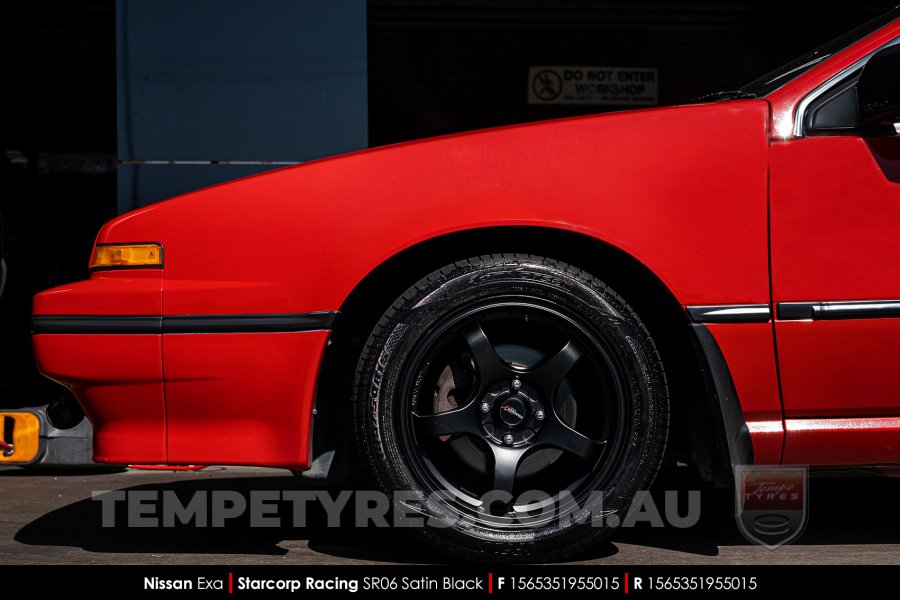 15x6.5 Starcorp Racing SR06 Satin Black on Nissan EXA