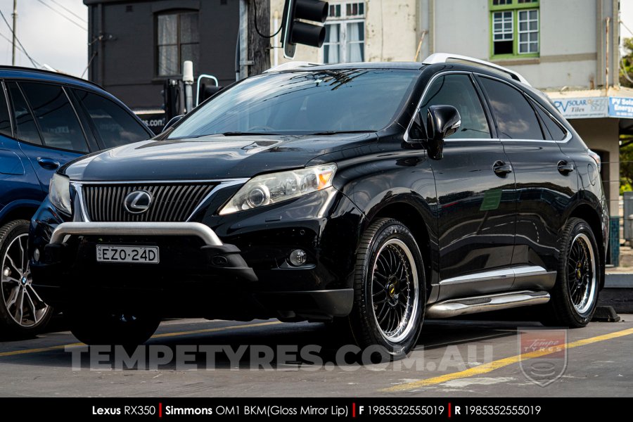 19x8.5 19x9.5 Simmons OM-1 Gloss Black on Lexus RX