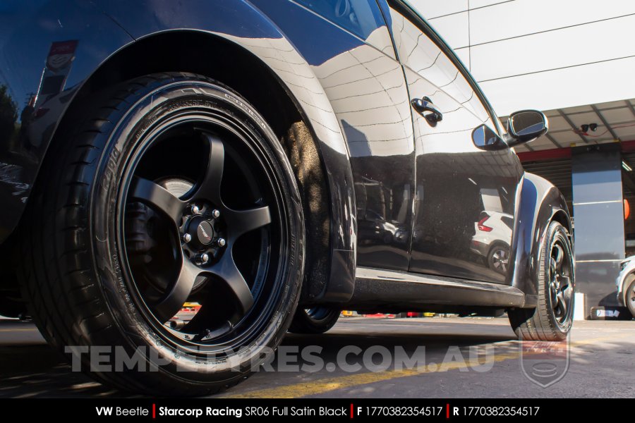 17x7.0 Starcorp Racing SR06 Satin Black on VW Beetle