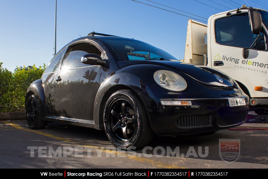 17x7.0 Starcorp Racing SR06 Satin Black on VW Beetle