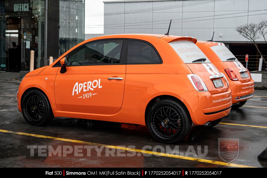 17x7.0 17x8.5 Simmons OM-1 Satin Black on Fiat 500