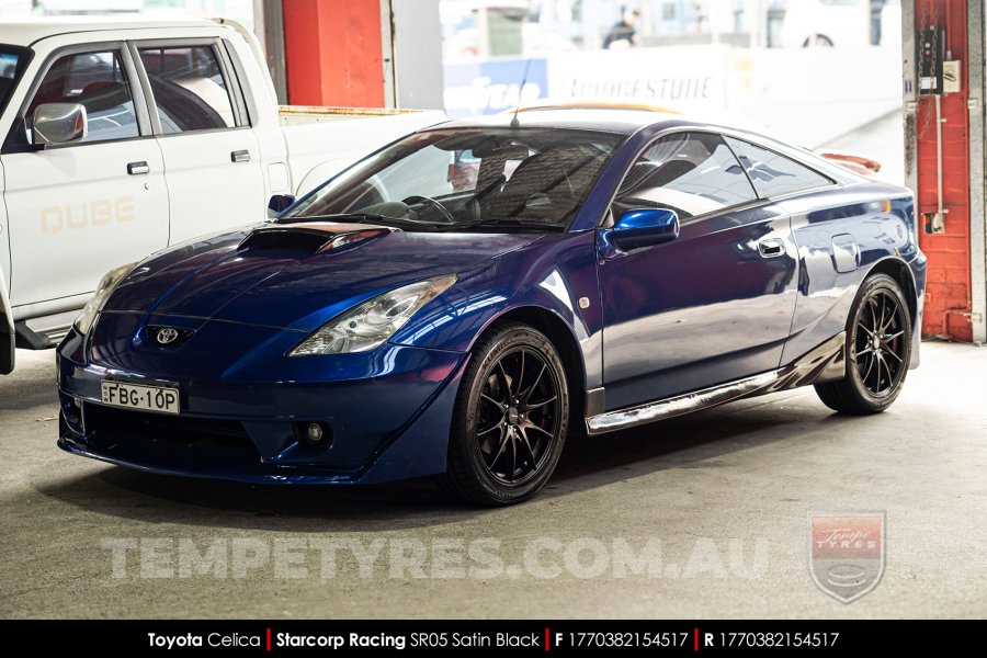 17x7.0 Starcorp Racing SR05 Satin Black on Toyota Celica