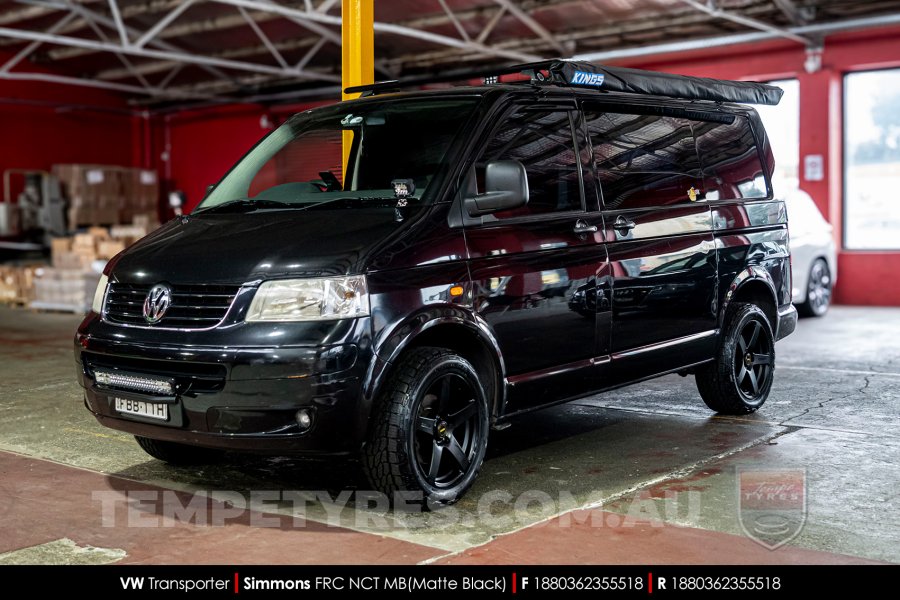 18x8.0 18x9.0 Simmons FR-C Matte Black NCT on VW Transporter