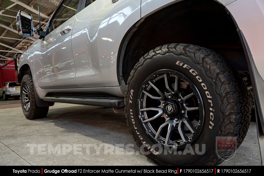 17x9.0 Grudge Offroad F2 Enforcer Matte Gunmetal on Toyota Prado