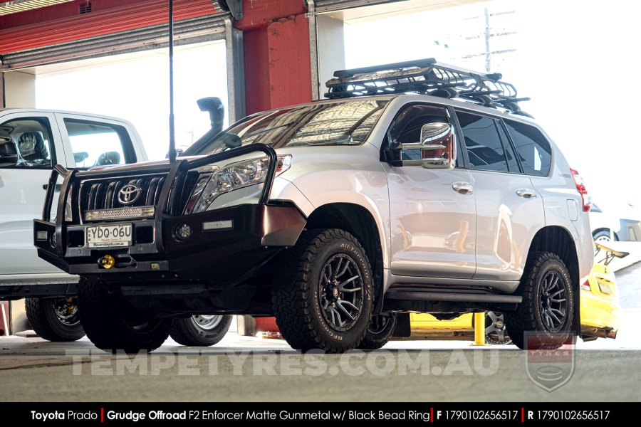 17x9.0 Grudge Offroad F2 Enforcer Matte Gunmetal on Toyota Prado