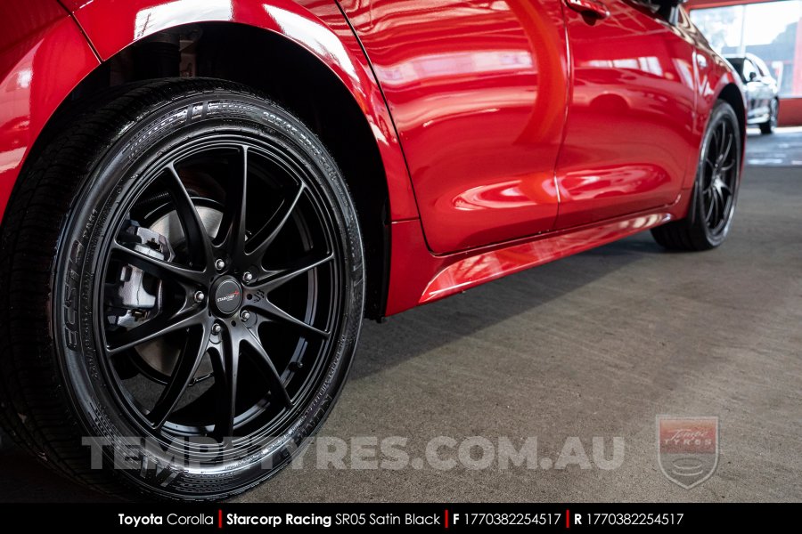 17x7.0 Starcorp Racing SR05 Satin Black on Toyota Corolla