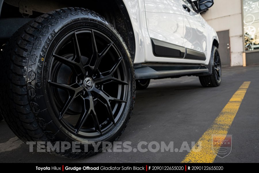 20x9.0 Grudge Offroad ZX2559 Gladiator Satin Black on Toyota Hilux