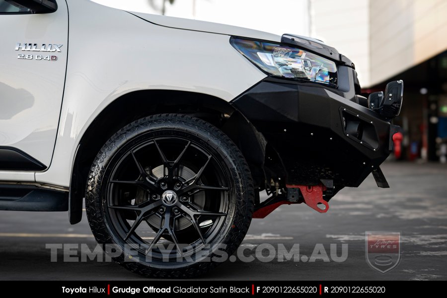 20x9.0 Grudge Offroad ZX2559 Gladiator Satin Black on Toyota Hilux