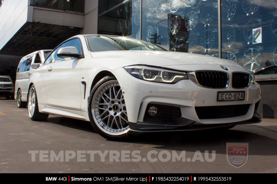 19x8.5 19x9.5 Simmons OM-1 Silver on BMW 4 Series