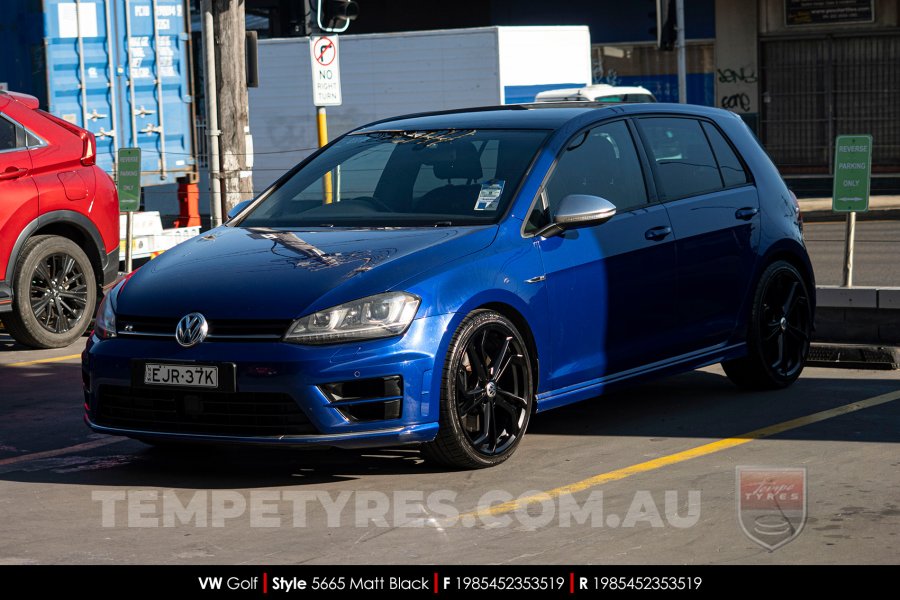 19x8.5 5665 Matt Black on VW Golf