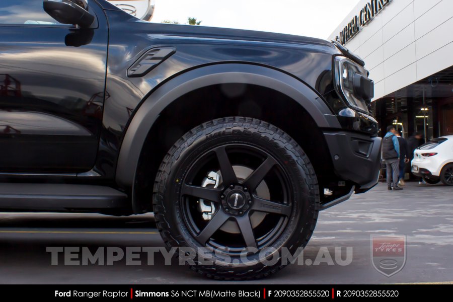 20x9.0 Simmons S6 Matte Black NCT on Ford Ranger Raptor