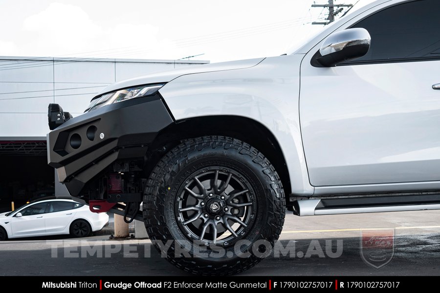 17x9.0 Grudge Offroad F2 Enforcer Matte Gunmetal on Mitsubishi Triton