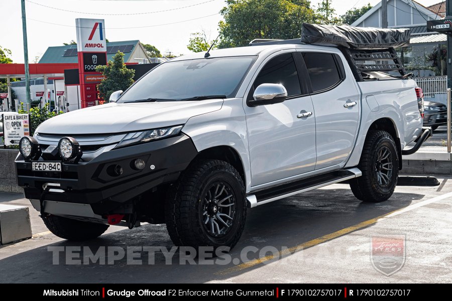 17x9.0 Grudge Offroad F2 Enforcer Matte Gunmetal on Mitsubishi Triton