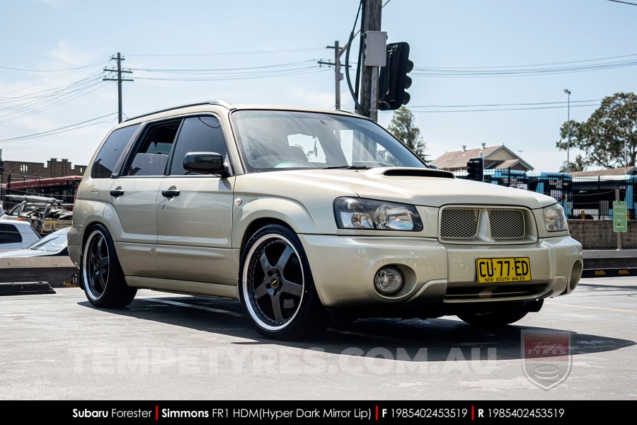 19x8.5 19x9.5 Simmons FR-1 Hyper Dark on Subaru Forester