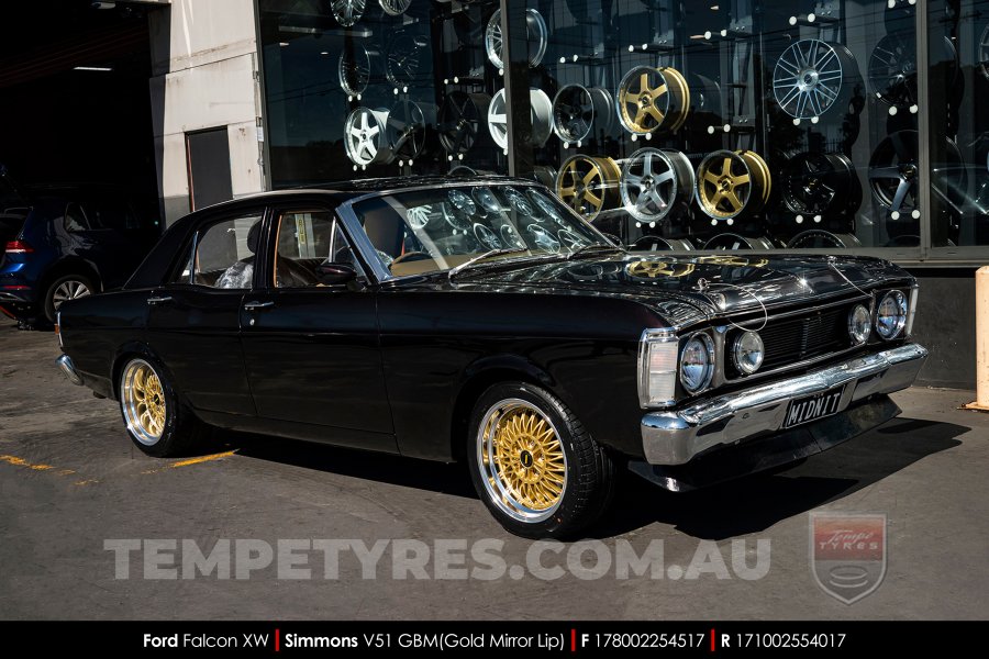 17x8.0 17x10 Simmons V51 GBM on Ford Falcon