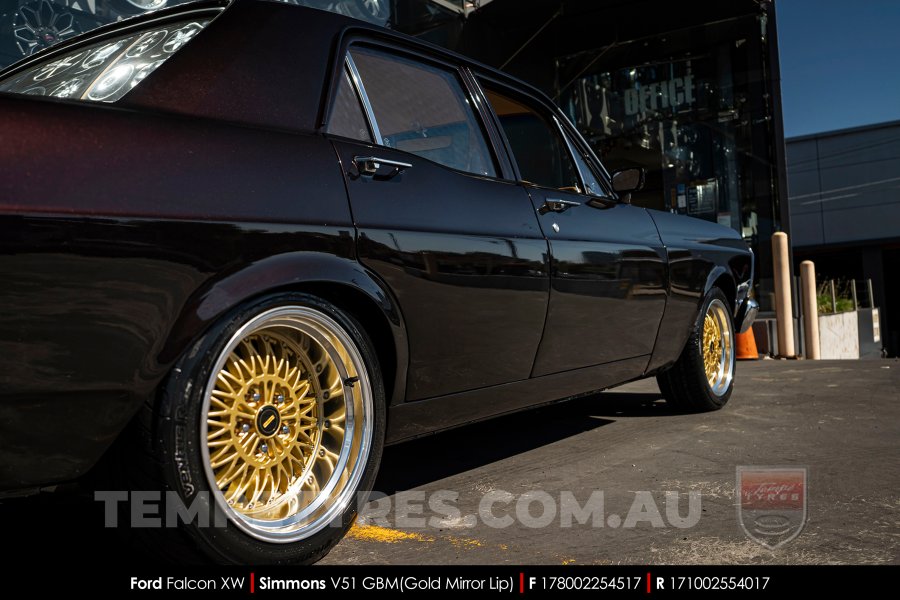 17x8.0 17x10 Simmons V51 GBM on Ford Falcon