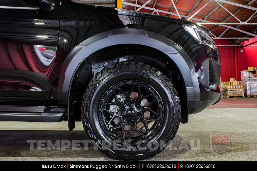 18x9.0 Simmons Rugged R4 Satin Black on Isuzu D-Max