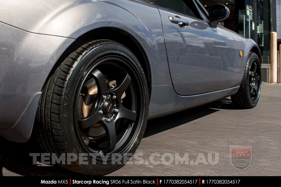 17x7.0 Starcorp Racing SR06 Satin Black on Mazda MX5
