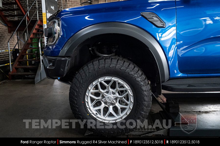 18x9.0 Simmons Rugged R4 Silver Machined on Ford Ranger Raptor