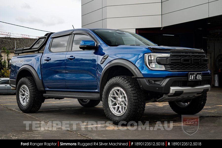 18x9.0 Simmons Rugged R4 Silver Machined on Ford Ranger Raptor