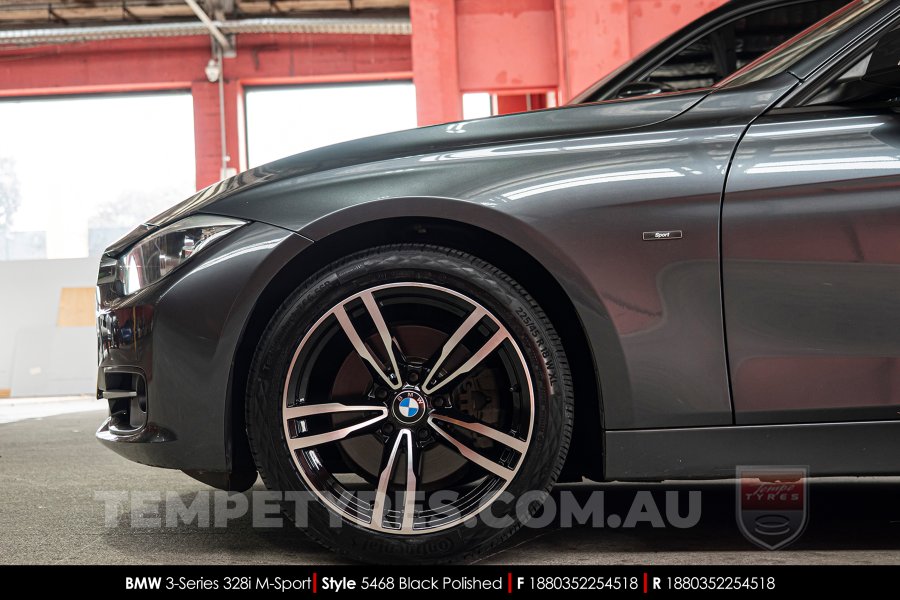 18x8.0 5468 Black Polished on BMW 3 Series