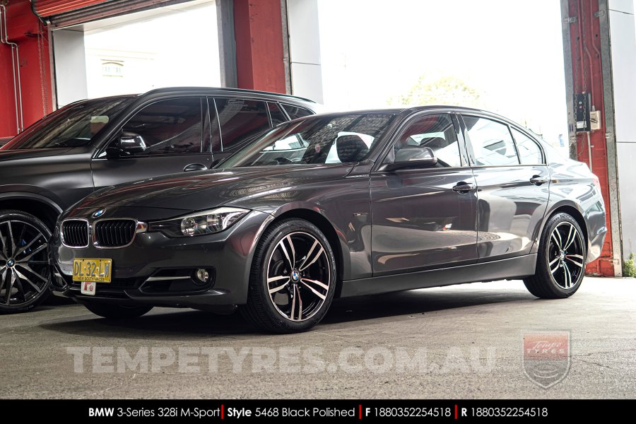 18x8.0 5468 Black Polished on BMW 3 Series