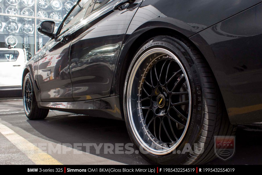 19x8.5 19x9.5 Simmons OM-1 Gloss Black on BMW 3 Series