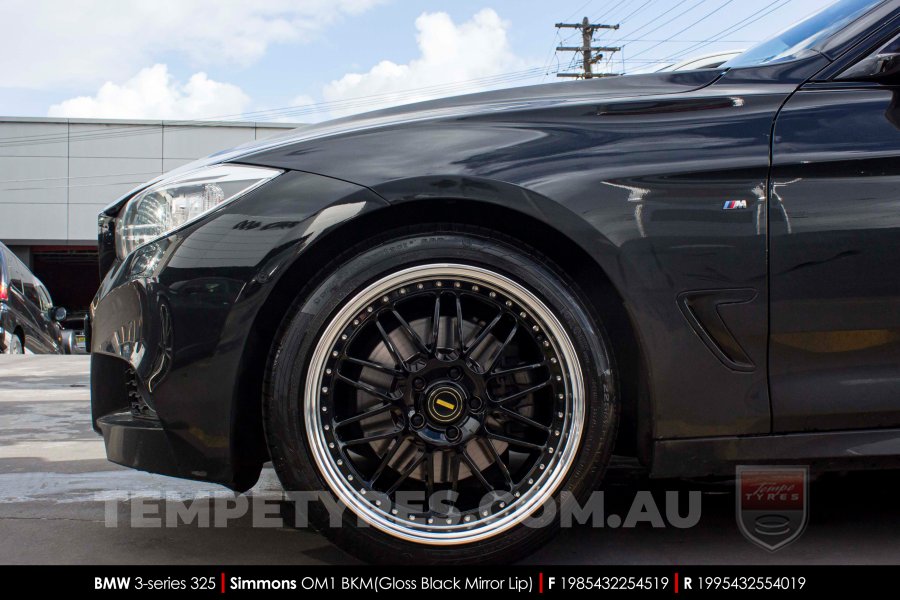 19x8.5 19x9.5 Simmons OM-1 Gloss Black on BMW 3 Series