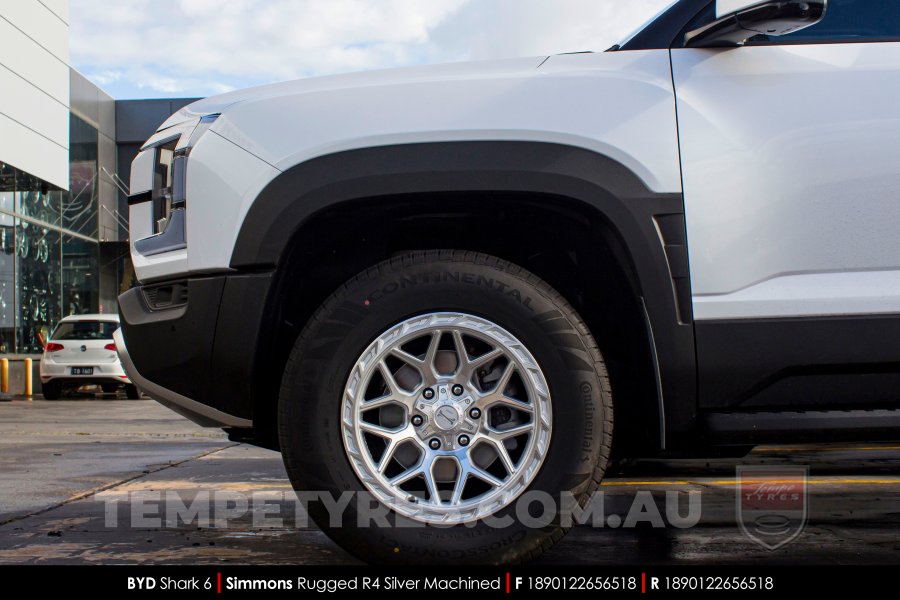 18x9.0 Simmons Rugged R4 Silver Machined on BYD Shark 6