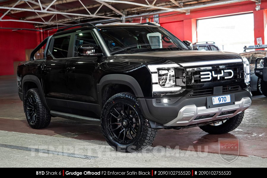 20x9.0 Grudge Offroad F2 Enforcer Satin Black on BYD Shark 6