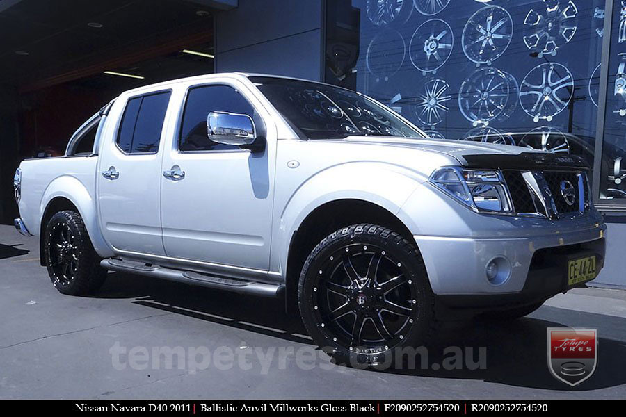20x9.0 Ballistic Anvil Millworks on NISSAN NAVARA D40 