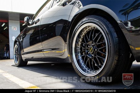 18x8.5 18x9.5 Simmons OM-1 Gloss Black on Jaguar XF
