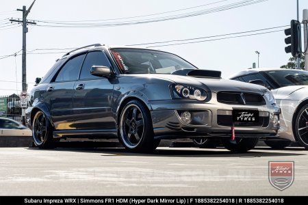 18x8.5 18x9.5 Simmons FR-1 Hyper Dark on Subaru WRX