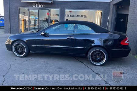 18x8.5 Simmons OM-1 Gloss Black on Mercedes CLK-Class