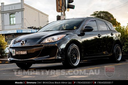 17x8.5 17x9.5 Simmons OM-1 Gloss Black on Mazda 3