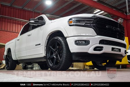 22x9.5 Simmons S6 Matte Black NCT on Dodge Ram