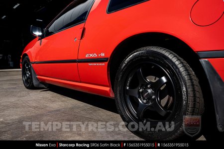 15x6.5 Starcorp Racing SR06 Satin Black on Nissan EXA