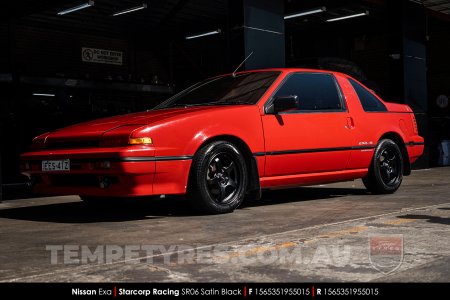 15x6.5 Starcorp Racing SR06 Satin Black on Nissan EXA