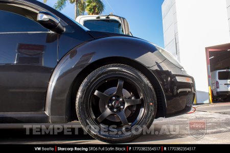 17x7.0 Starcorp Racing SR06 Satin Black on VW Beetle
