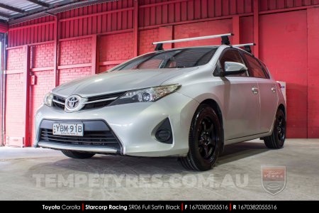 16x7.0 Starcorp Racing SR06 Satin Black on Toyota Corolla