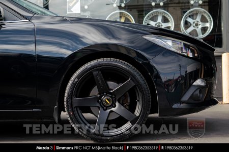19x8.0 19x9.0 Simmons FR-C Matte Black NCT on Mazda 3