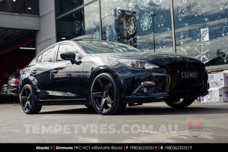19x8.0 19x9.0 Simmons FR-C Matte Black NCT on Mazda 3