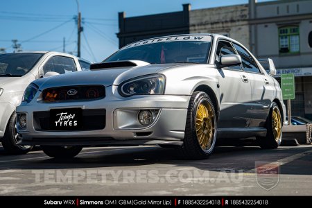18x8.5 Simmons OM-1 Gold on Subaru WRX