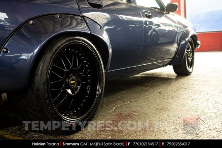 17x7.0 17x8.5 Simmons OM-1 Satin Black on Holden Torana